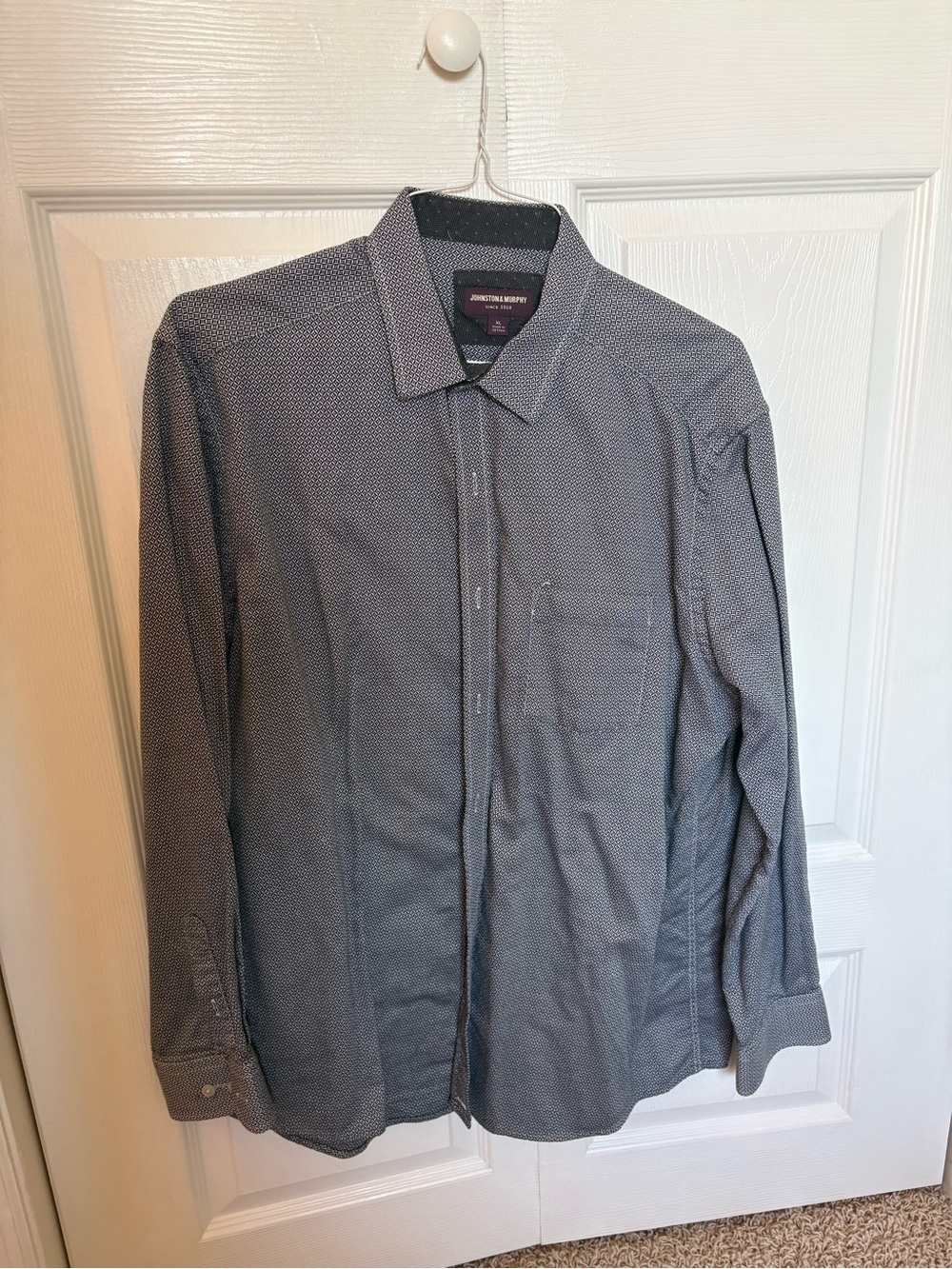 Johnston & Murphy Gray Microdot Long Sleeve Dress Shirt